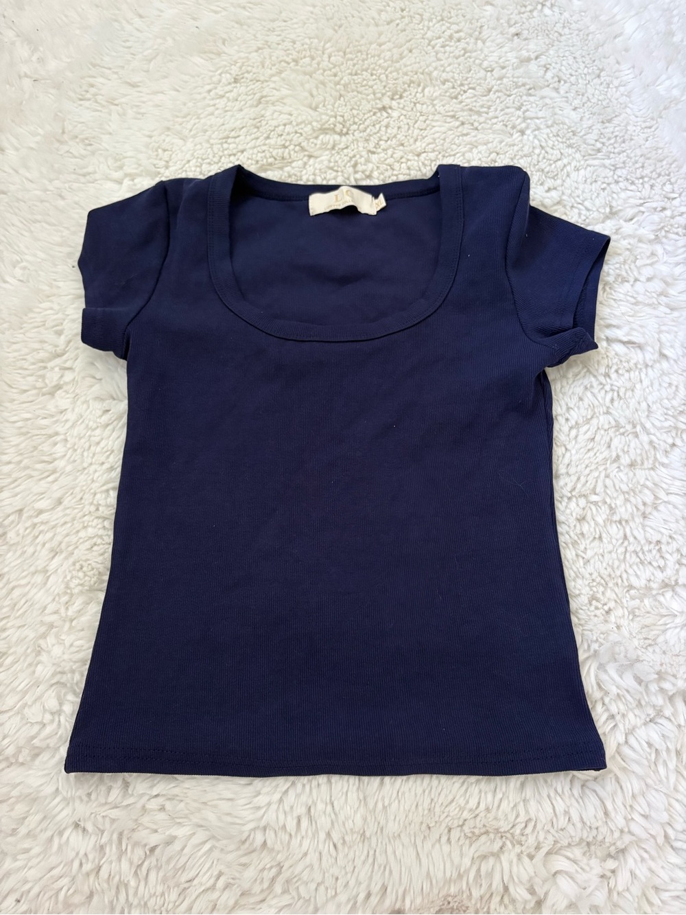 Girls' Navy Short-Sleeve Scoop Neck Top